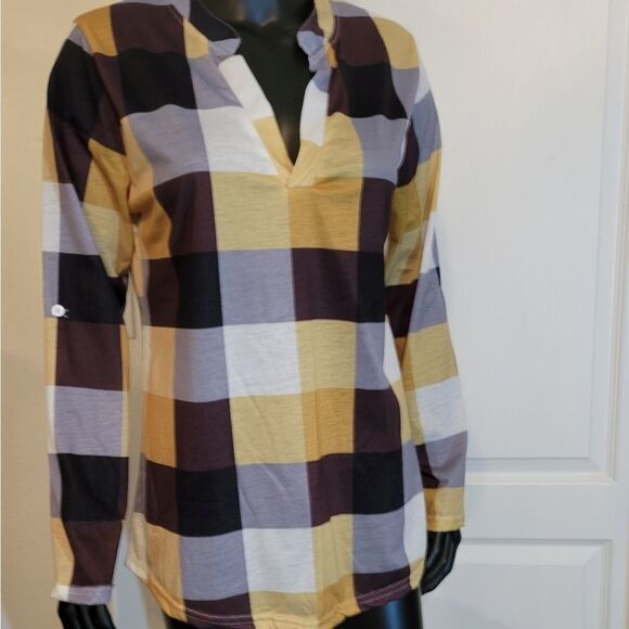 BRAND NEW PLAIT LONG SLEEVES V-NECK T-SHIRTS - Picture 6 of 16